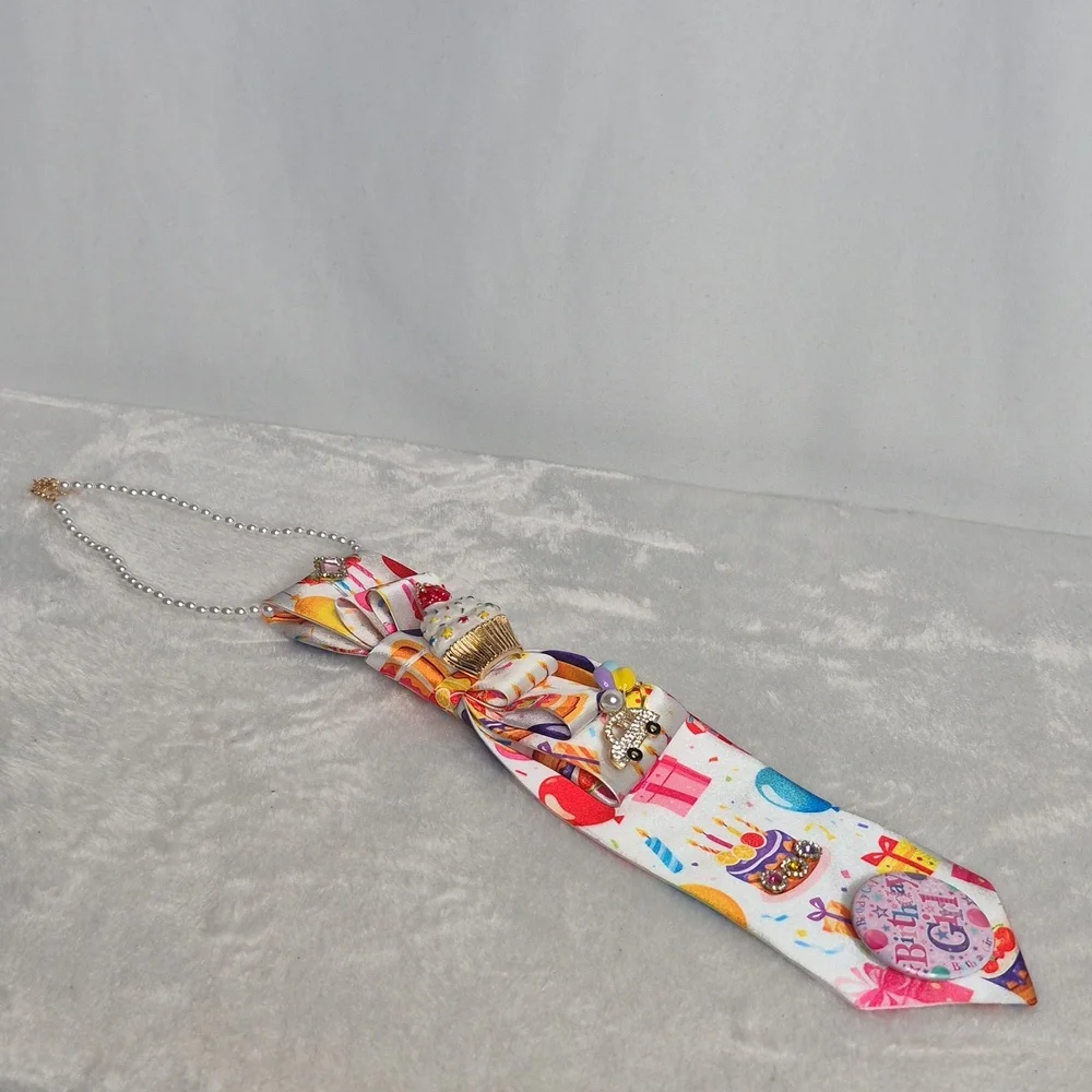 Handcrafted Luxury Fashion Necktie Necklace (Birthday 🎂 Confetti)